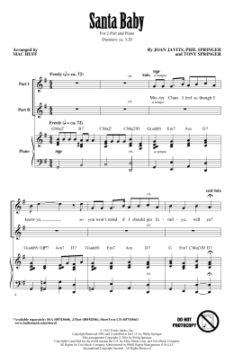 page one of Santa Baby (2-Part Choir)