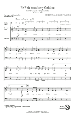 page one of We Wish You A Merry Christmas (arr. Kirby Shaw) (SAB Choir)