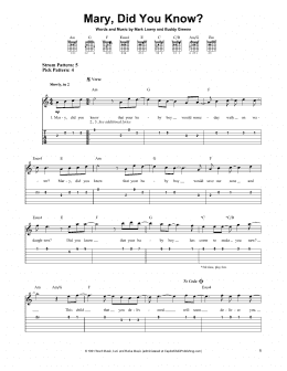 page one of Mary, Did You Know? (Easy Guitar Tab)
