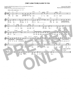 page one of (They Long To Be) Close To You (Lead Sheet / Fake Book)