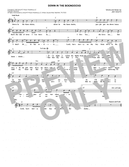 page one of Down In The Boondocks (Lead Sheet / Fake Book)