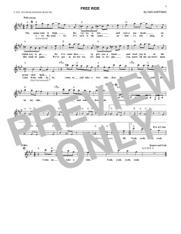 page one of Free Ride (Lead Sheet / Fake Book)