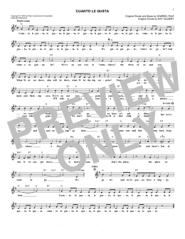 page one of Cuanto Le Gusta (Lead Sheet / Fake Book)
