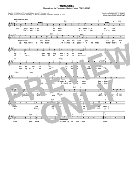 page one of Footloose (Lead Sheet / Fake Book)