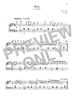 page one of Waltz In A Major, S. 208a (Piano Solo)