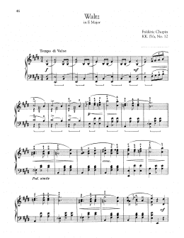 page one of Waltz In E Major, KK. IVa, No. 12 (Piano Solo)