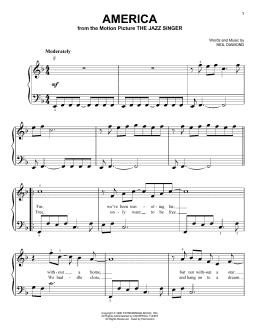 page one of America (Easy Piano)