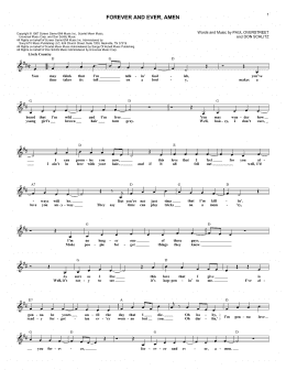 page one of Forever And Ever, Amen (Lead Sheet / Fake Book)