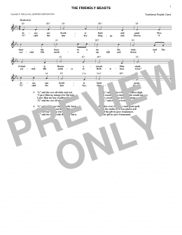 page one of The Friendly Beasts (Lead Sheet / Fake Book)
