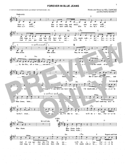 page one of Forever In Blue Jeans (Lead Sheet / Fake Book)