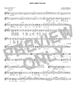 page one of Here Comes The Sun (Lead Sheet / Fake Book)