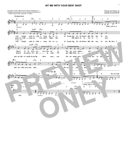 page one of Hit Me With Your Best Shot (Lead Sheet / Fake Book)
