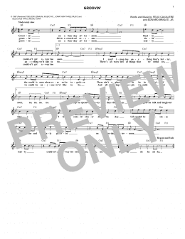 page one of Groovin' (Lead Sheet / Fake Book)