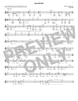 page one of Galveston (Lead Sheet / Fake Book)