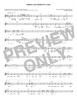 page one of Famous Last Words Of A Fool (Lead Sheet / Fake Book)