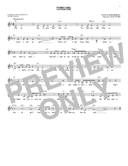 page one of Funny Girl (Lead Sheet / Fake Book)