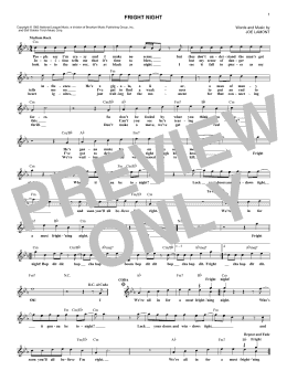 page one of Fright Night (Lead Sheet / Fake Book)
