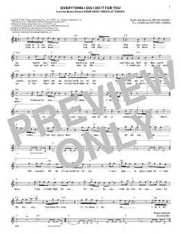 page one of (Everything I Do) I Do It For You (Lead Sheet / Fake Book)