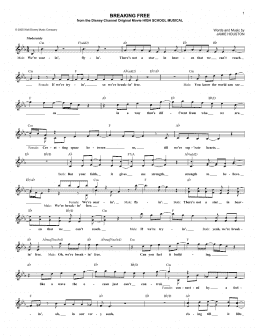 page one of Breaking Free (from High School Musical) (Lead Sheet / Fake Book)