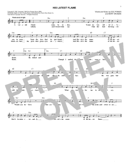 page one of His Latest Flame (Lead Sheet / Fake Book)
