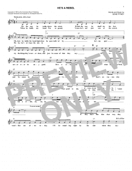 page one of He's A Rebel (Lead Sheet / Fake Book)