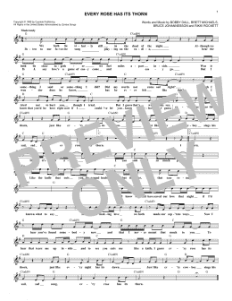 page one of Every Rose Has Its Thorn (Lead Sheet / Fake Book)