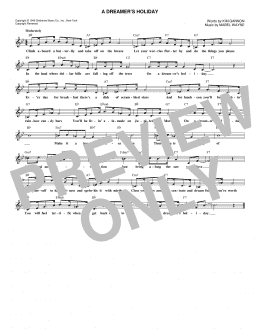 page one of A Dreamer's Holiday (Lead Sheet / Fake Book)