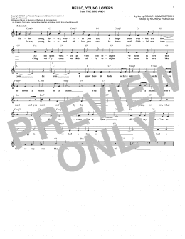 page one of Hello, Young Lovers (Lead Sheet / Fake Book)
