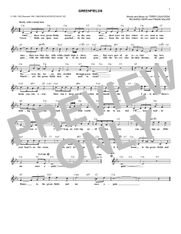 page one of Greenfields (Lead Sheet / Fake Book)