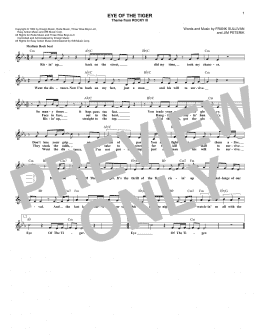 page one of Eye Of The Tiger (Lead Sheet / Fake Book)