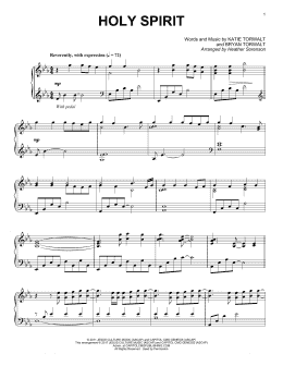 page one of Holy Spirit (Piano Solo)