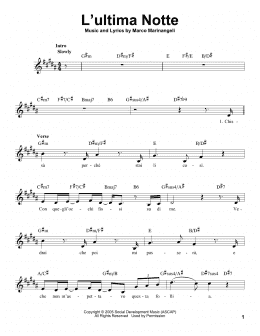 page one of L'Ultima Notte (Pro Vocal)