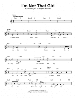 page one of I'm Not That Girl (from Wicked) (Pro Vocal)