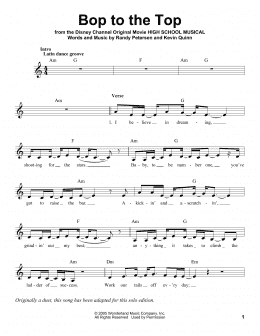 page one of Bop To The Top (from High School Musical) (Pro Vocal)