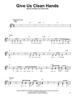 page one of Give Us Clean Hands (Pro Vocal)