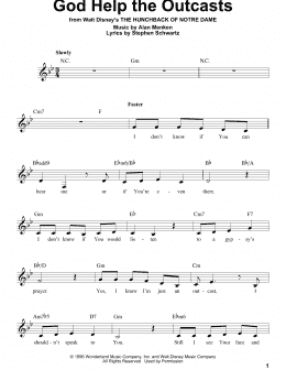 page one of God Help The Outcasts (from The Hunchback Of Notre Dame) (Pro Vocal)
