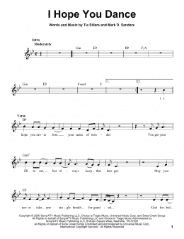page one of I Hope You Dance (Pro Vocal)