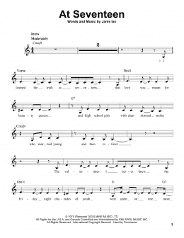 page one of At Seventeen (Pro Vocal)