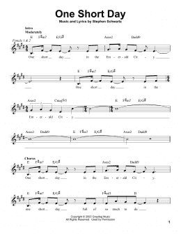 page one of One Short Day (from Wicked) (Pro Vocal)