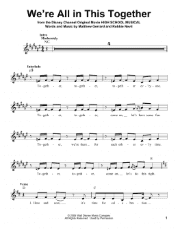 page one of We're All In This Together (from High School Musical) (Pro Vocal)
