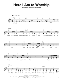 page one of Here I Am To Worship (Light Of The World) (Pro Vocal)