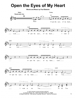 page one of Open The Eyes Of My Heart (Pro Vocal)