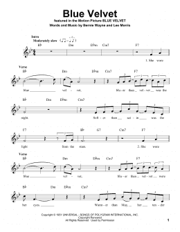 page one of Blue Velvet (Pro Vocal)