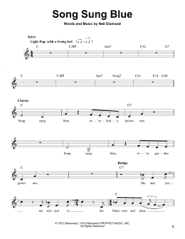 page one of Song Sung Blue (Pro Vocal)