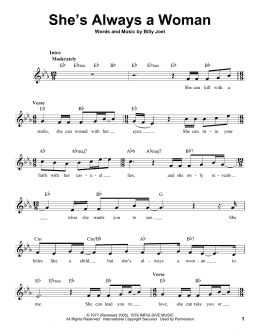 page one of She's Always A Woman (Pro Vocal)