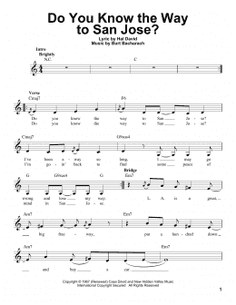 page one of Do You Know The Way To San Jose (Pro Vocal)