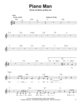 page one of Piano Man (Pro Vocal)