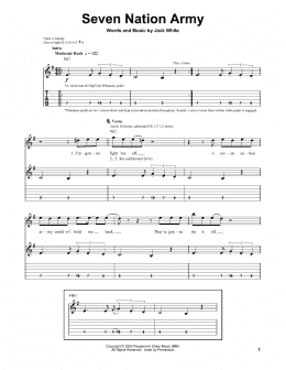 page one of Seven Nation Army (Guitar Tab (Single Guitar))