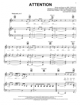 page one of Attention (Piano, Vocal & Guitar Chords (Right-Hand Melody))