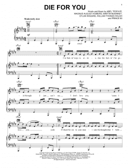 page one of Die For You (Piano, Vocal & Guitar Chords (Right-Hand Melody))